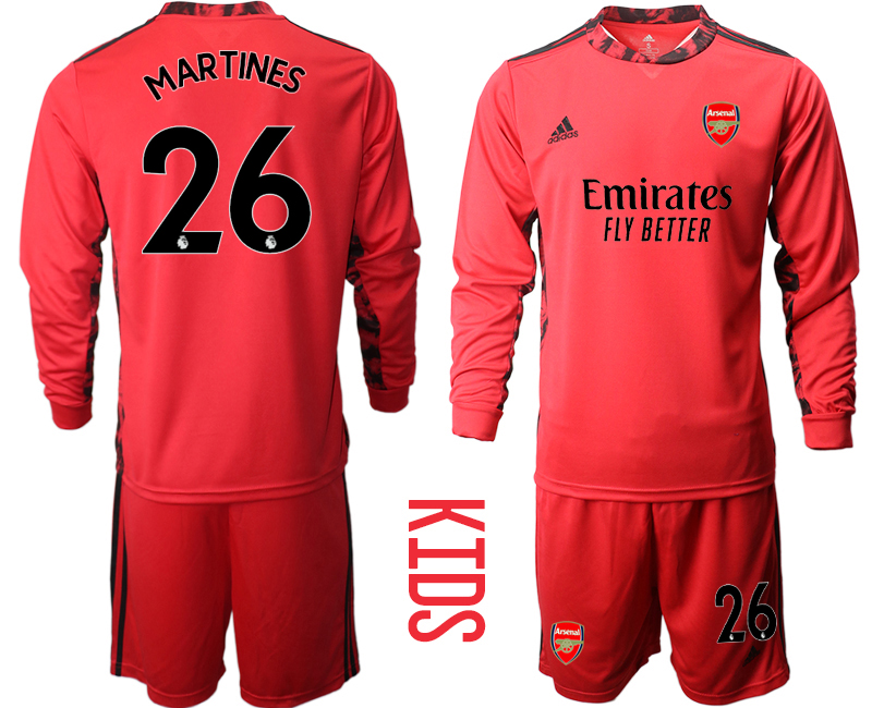 Youth 2020-2021 club Arsenal red long sleeved Goalkeeper #26 Soccer Jerseys->arsenal jersey->Soccer Club Jersey